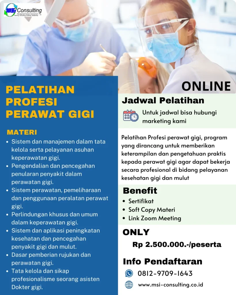 training profesi perawat gigi lengkap dengan informasi jadwal, materi, dan pendaftaran