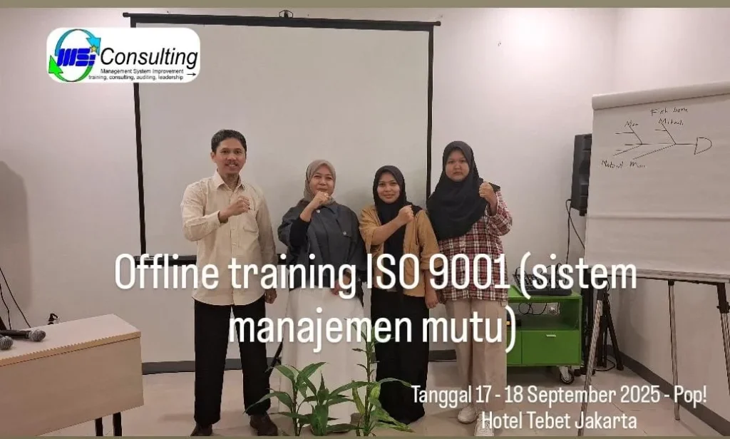 Dokumentasi training ISO 9001 yang menunjukkan proses pembelajaran sistem manajemen mutu perusahaan