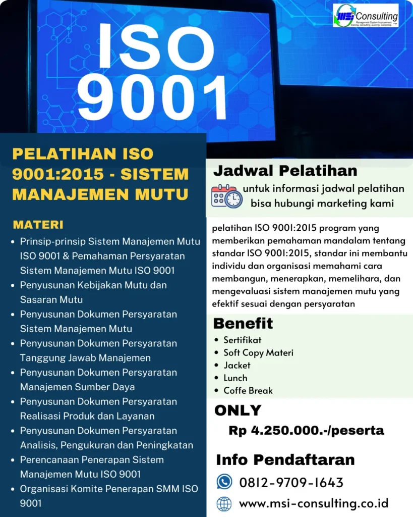 training ISO 9001 mempelajari penerapan sistem manajemen mutu