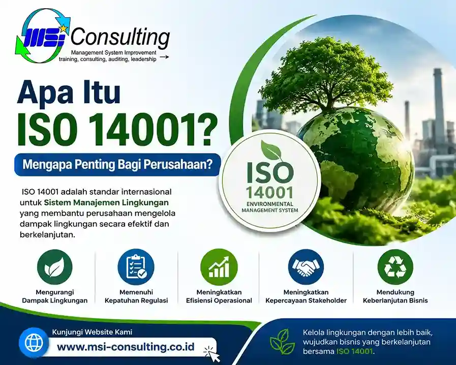 apa itu ISO 14001 adalah standar sistem manajemen lingkungan yang membantu perusahaan meningkatkan kinerja lingkungan dan memenuhi persyaratan regulasi